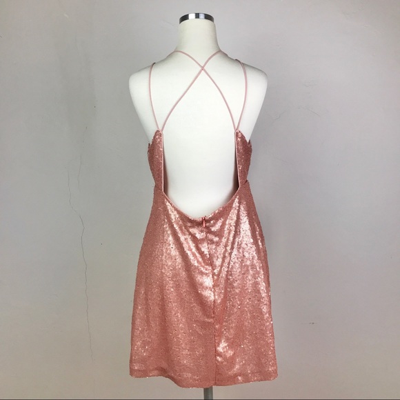 MADDY K - Pink Mini Sequined Party Dress - Picture 3 of 16